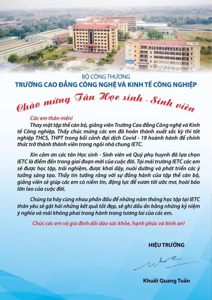 Thư của Thầy Hiệu trưởng IETC gửi các Tân học sinh, sinh viên nhân dịp khai giảng năm học 2021-2022